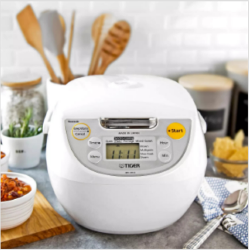 Tiger Micom Rice Cooker and Warmer 5.5 Cup Japanese White with Accessories
