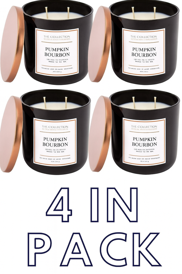 4 Pack Chesapeake Bay Candle Pumpkin Bourbon Medium Jar White Wax