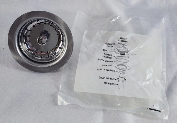 Kohler 7400 Stainless Steel Sink Basket Strainer Fits 3.5"–4" Drain - NEW