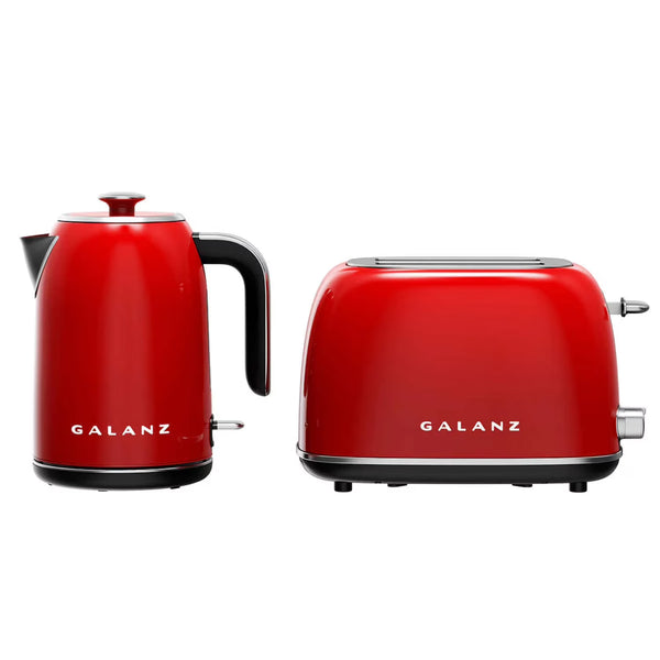 Galanz Retro 2-Slice Toaster & Electric Kettle Red GLTO2KE17RDRM – 1500W