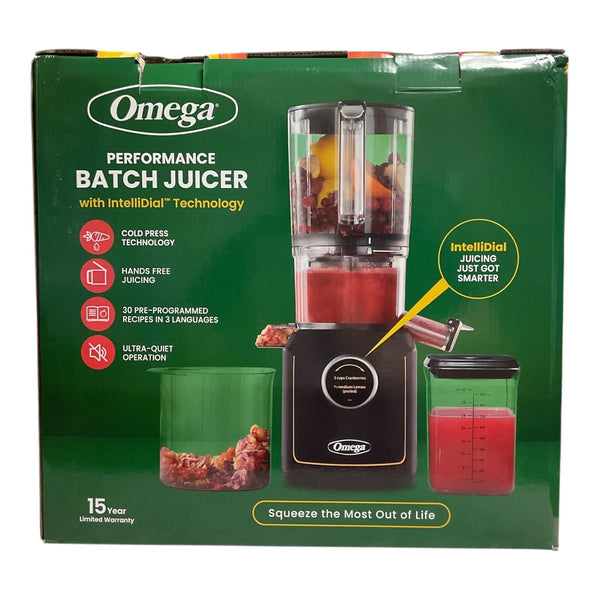 Omega Performance Batch Juicer IntelliDial Hands Free Technology NEW