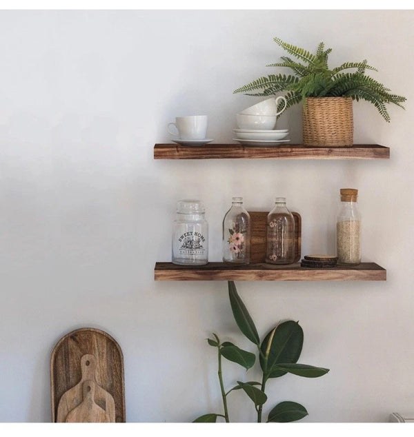 Vision Home Acacia Floating Shelves 24" Set of 2 - NEW