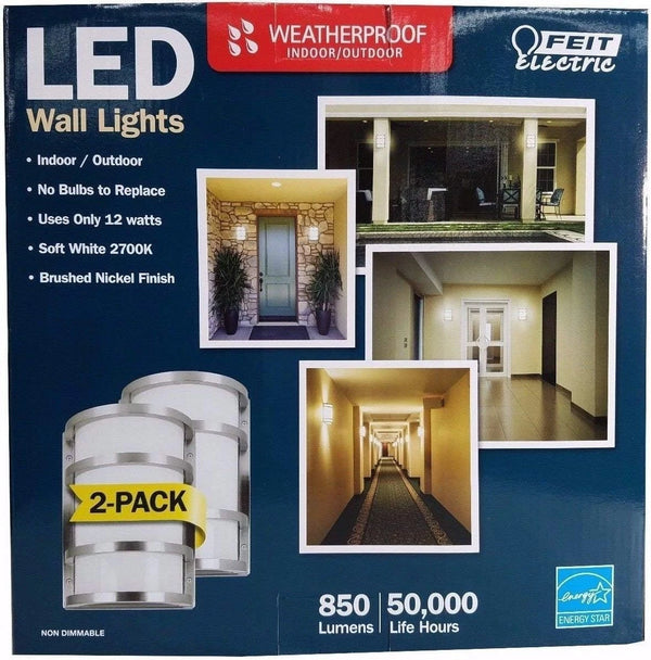 Feit Electric LED Wall Sconce 2-Pack 2400 Lumen w/ Remote Control