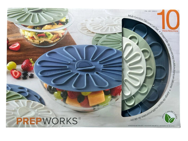 PrepWorks Silicone Lids Set of 10 Reusable Stretch Bowl Pan Covers NEW