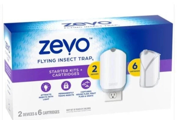 Zevo Flying Insect Trap Starter Kit 2 Devices + 6 Refills M364A