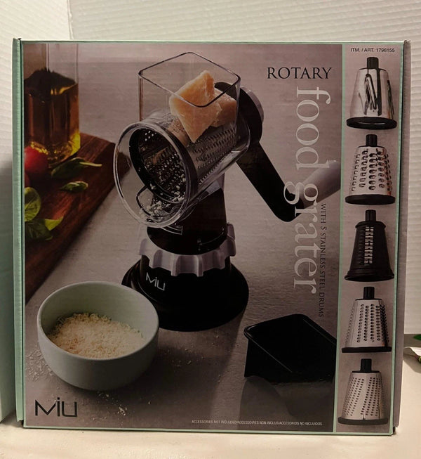 MIU Rotary Drum Grater Hand Crank w/ 4 Stainless Attachments