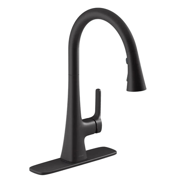 KOHLER Guild Kitchen Faucet Matte Black Pull-Down Boost/Sweep R33912-BL-AA