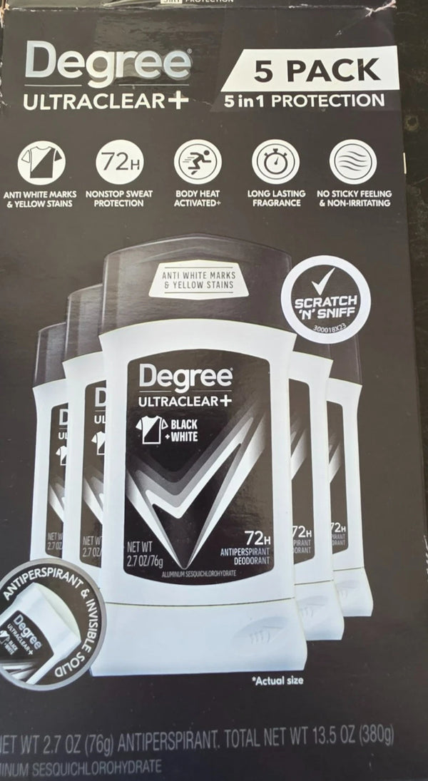 Degree Men UltraClear+ Antiperspirant Deodorant Black & White 2.7oz 5-Pack NEW