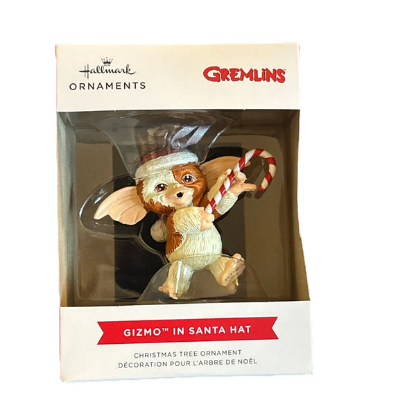 HallmarK Gremlins Gizmo in Santa Hat Ornament with Candy Cane Christmas Tree NEW