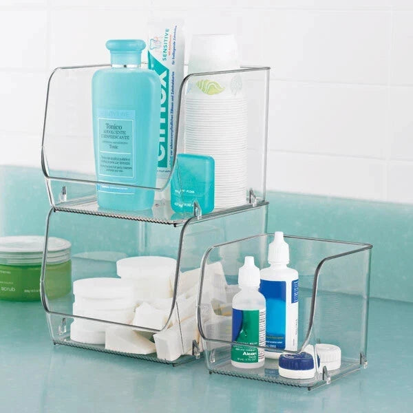 iDesign Clear Open Front Storage Bins 8-Piece Set