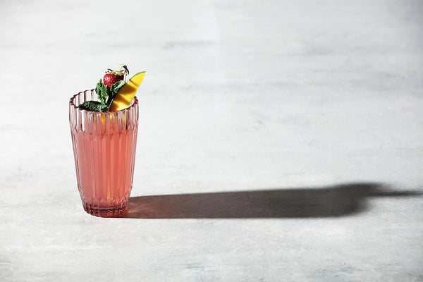 Fortessa Archie 14.8oz Iced Beverage Glasses 6pc Set Pink Drinkware Collection NEW