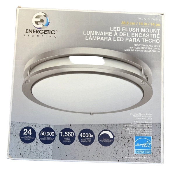 Energetic Lighting 14" LED Double Ring Flush Mount Ceiling Light 24W Dimmable NEW