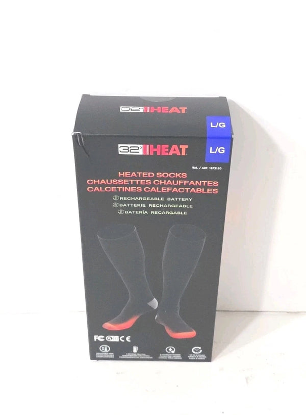 32° Heat Rechargeable Heated Socks Large Black L NEW
