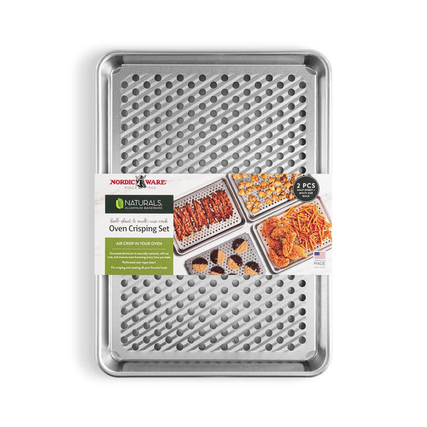 Nordic Ware Naturals 2-Piece Aluminum Oven Crisping Pan & Rack 13"x18" - NEW