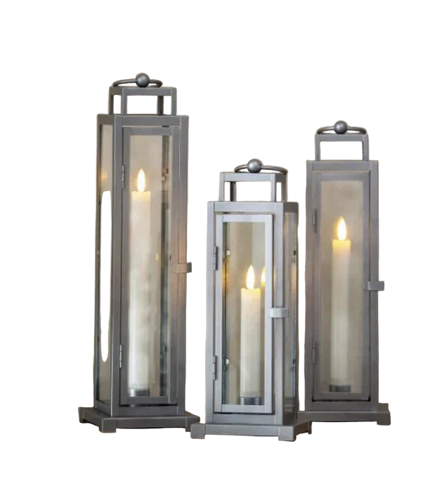 Evergreen LED Tower Lantern 3-Pack Black Steel Frame w/ Tapered Candle