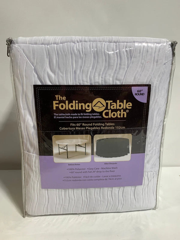 Kirkland 60" Round Tablecloth Set of 2 White Textured Pleating Polyester - NEW